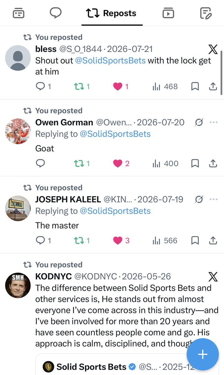 SolidSportsBets's tweet photo. To view testimonials from others click on the repost button! (Applicable if you’re using X on your phone) https://t.co/OBYFSdPeMi