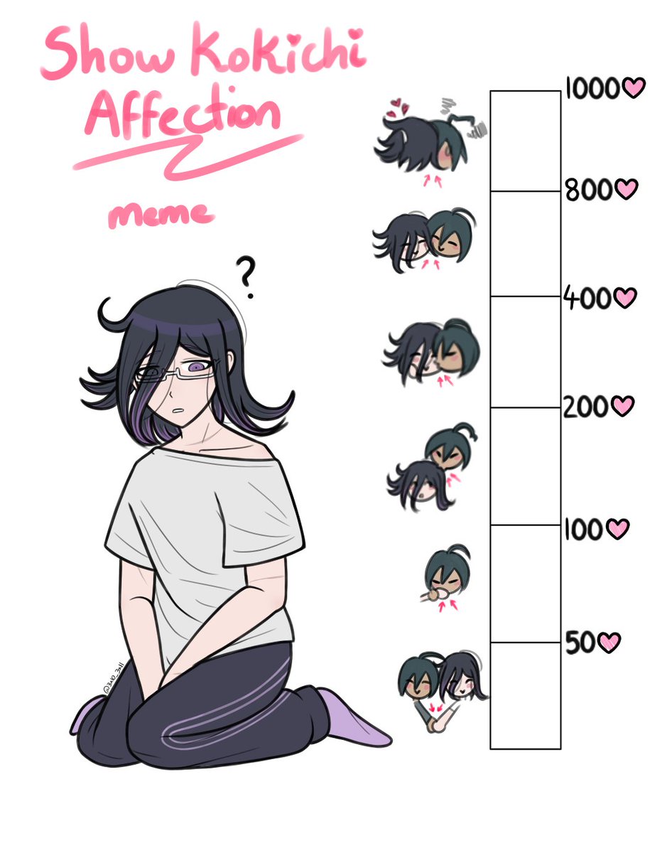 3x10_3x11's tweet photo. Show Postgame Kokichi affection meme!!
~~
Celebration Saiouma for 1k! go wild!
#kokichiouma #drv3 #saiouma https://t.co/Wu9RWWKyCG