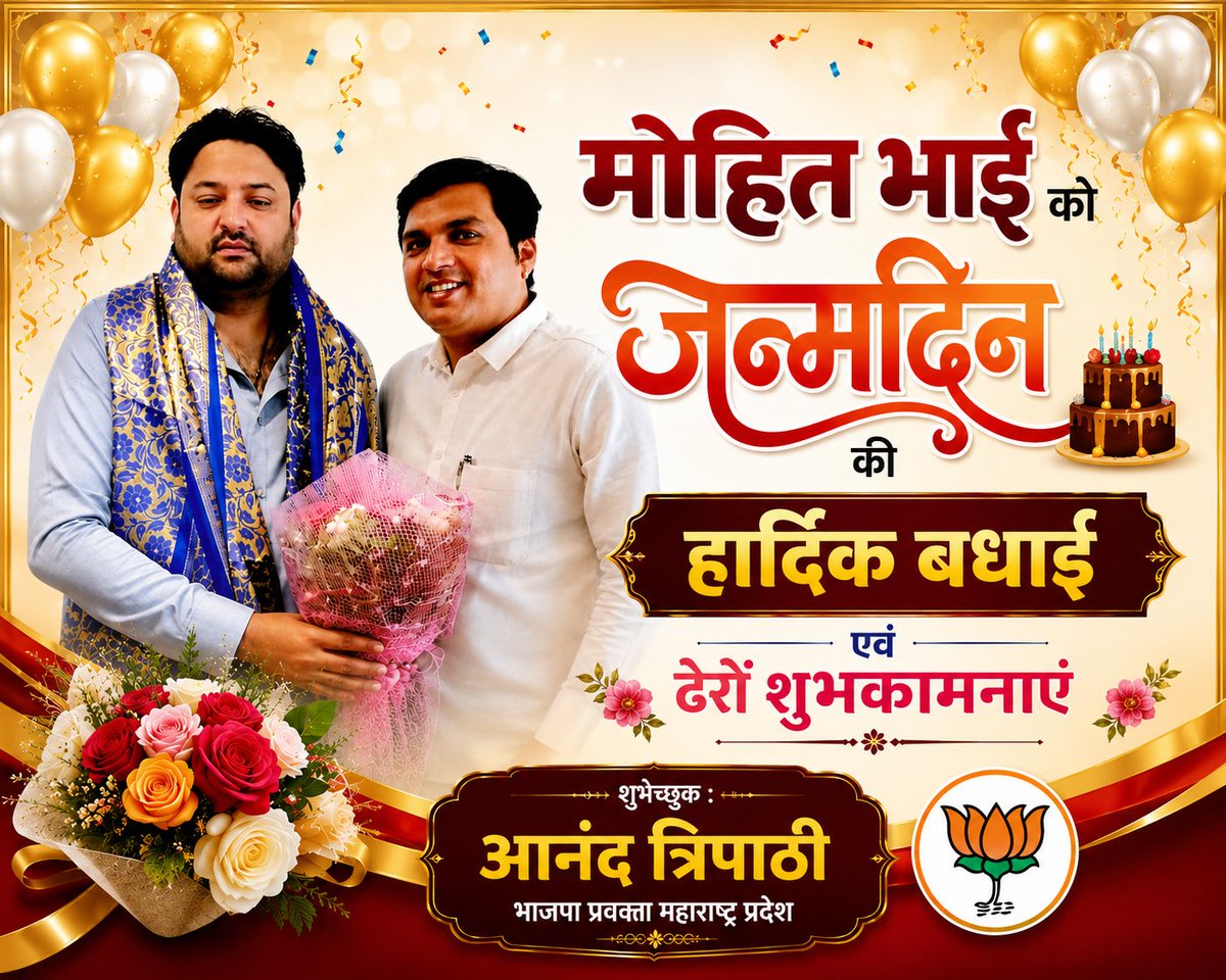 AnandHTripathi's tweet photo. प्रिय मित्र एवं भाई #श्री_मोहित_कंबोज_जी को #जन्मदिन की हार्दिक बधाई एवं ढेरों शुभकामनाएं !!
#happybirthdaytoyou #happybirthday
@mohitkamboj_ https://t.co/SlrAeUUH5o
