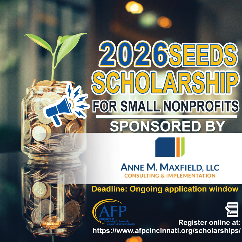afpcincy's tweet photo. The AFP Chapter SEEDS Scholarship provides a Small Organization AFP membership.

Deadline: September 11, 2026

Link to apply: https://t.co/SmlgreXW7F https://t.co/ZqjGmyiEXN