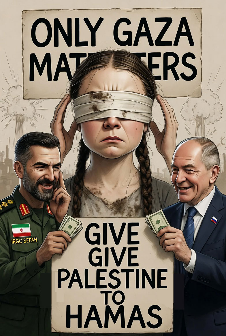 ParadoxOrbit_A's tweet photo. Greta Thunberg gets paid to turn a blind eye to the crimes. She receives millions from IRGC and Russia to divert global attention from Russia’s atrocities in Ukraine and the IRGC’s massacre of 52,000 Iranians—women, children and civilians—in just two days, shifting focus to Gaza. https://t.co/aPea6Vx3bY