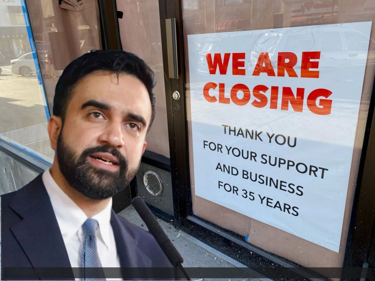 mcafeenew's tweet photo. 🚨ZOHRAN MAMDANI IS NOW THE MAYOR WHO DESTROYED MORE BUSINESSES IN SIX MONTHS THAN ANY OTHER IN HISTORY!

🔗 https://t.co/oy6j9Tbtd3

New York is bleeding out under communism.

Zohran Mamdani has officially earned the title of the mayor who lost more businesses in his first six months than any other in American history. The most heartbreaking part? The number of stores that had been open for more than 25 years — neighborhood staples that families grew up with — are shutting their doors for good.

This is what happens when you run a city for illegals and free handouts instead of the people who actually built it. Long-time owners are being taxed, regulated, and driven out so Mamdani can keep promising “cheap food” and free stuff.35-year businesses are gone. Generations of work erased.

This is the real cost of his socialist experiment.

Share this everywhere so every New Yorker still defending him sees the boarded-up reality!

Follow @mcafeenew for more drops.