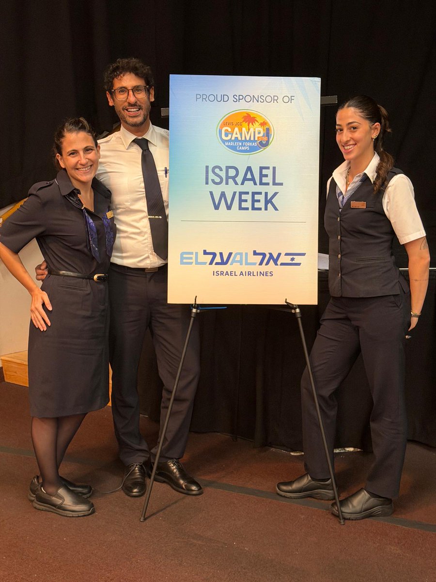 ELALUSA's tweet photo. From the skies to summer camp! ✈️

Earlier this month, three of our EL AL flight attendants touched down at the Levis JCC Marleen Forkas Summer Camp in Boca Raton, FL, to wrap up the camp’s Israel Week in style. The crew toured the grounds, connected with campers, shared what life is like at 35,000 feet—and topped it all off by judging the camp's lip sync contest.

We are proud to sponsor Israel Week for the second year running and be part of such a special community celebration.