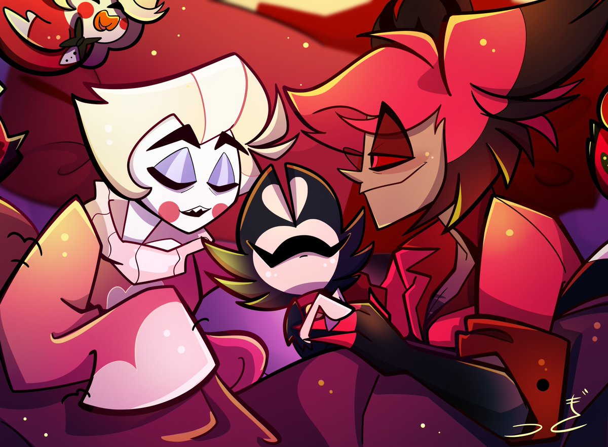 MagicAlma21's tweet photo. #HazbinHotelFanart #RadioApple #Appleradio ##Bambilu 

Comfort ❤️🖤❤️ https://t.co/h5uewrG2qy