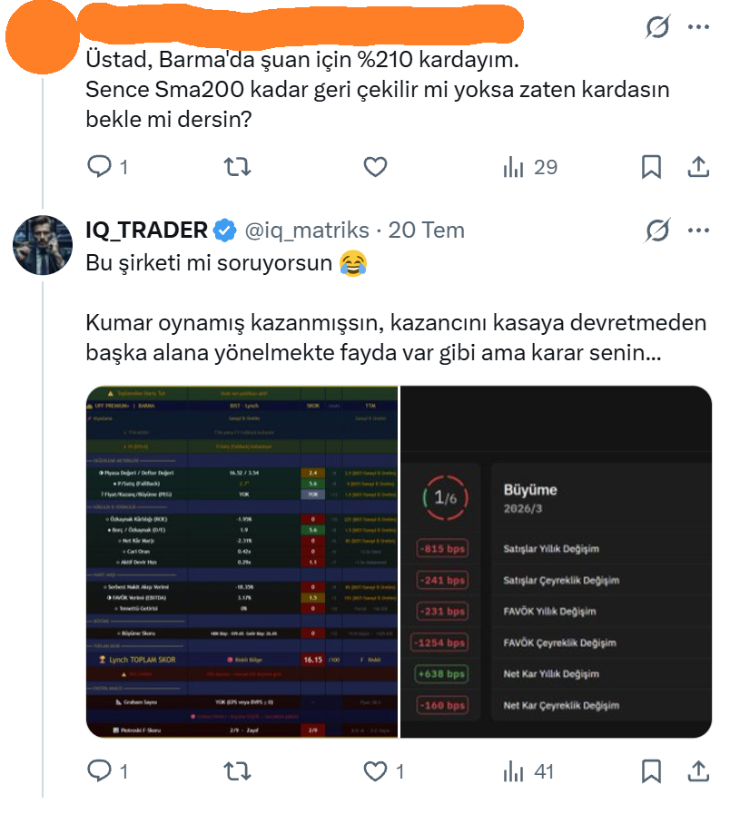 iq_matriks's tweet photo. Bir arkadaşımıza #BARMA ile ilgili sorusuna verdiğim cevap ders olarak işlenecek tipte bir cevap olmuş.

Dediğim gibi daha başka birçok tespit yöntemi var ama en basiti Primli hisselerde yeni tepeler gelmiyor ve yataya sarma durumları başladıysa Haftalık MACD sinyalini aşağı kesince artık vedalaşın.

Hatta şirket temel olarak zayıfsa haftalığı beklemeyin 3 günlükte bu kararı verin.