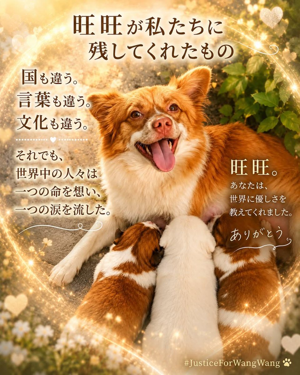 fVSzOIKtQpoWNVG's tweet photo. 旺旺ちゃんの声無き声を…
私達が引き継ぎます…
旺旺ちゃんに正義を… https://t.co/YvVeRAuVDo