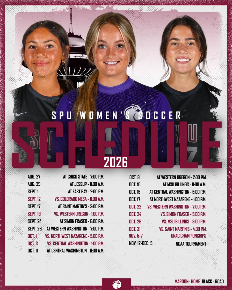 SPUsports's tweet photo. SPU women’s soccer head coach Arby Busey announced the Falcons’ 2026 schedule, consisting of an 18-match slate featuring nine home contests at Interbay Soccer Stadium and a challenging GNAC schedule.
More | https://t.co/8gidNmqEEB
#GoFalcons https://t.co/I3fMSedmt4