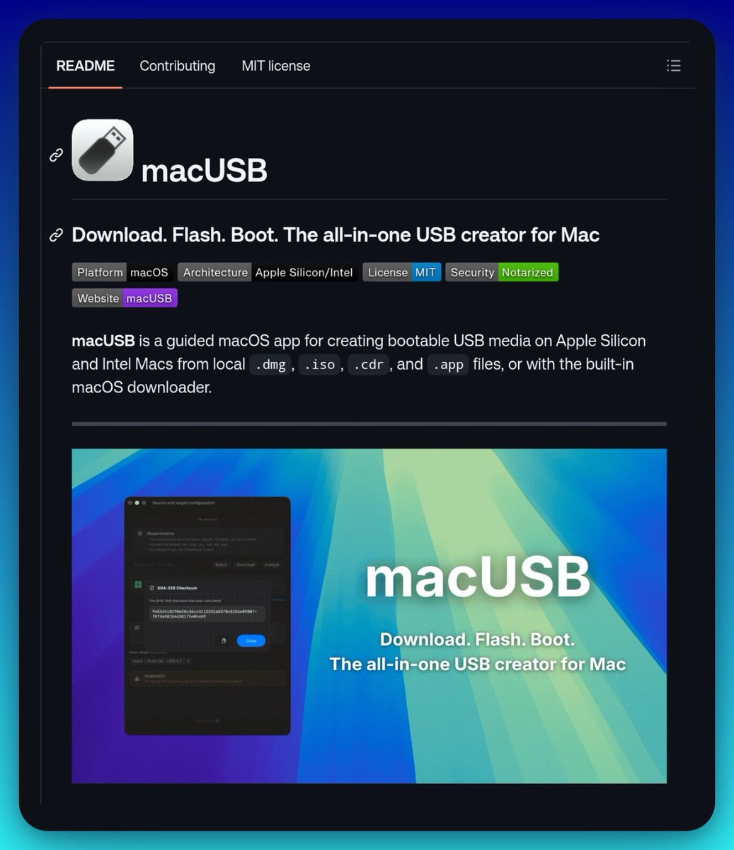 macUSB: Apple Silicon 및 Intel Mac을 위한 무료 macOS 부팅 USB 제작 앱 대표 이미지