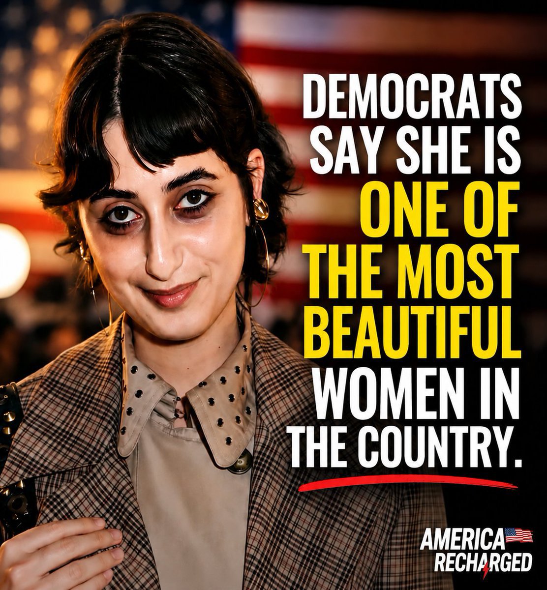 TulsigabbardR2's tweet photo. She is Zohran Mamdani wife and Democrats consider her most beautiful lady of USA 🇺🇲🇺🇲 

Do you agree with Democrats??

A) Yes 🟢 

B) No 🔴 https://t.co/uezAlkDkEx