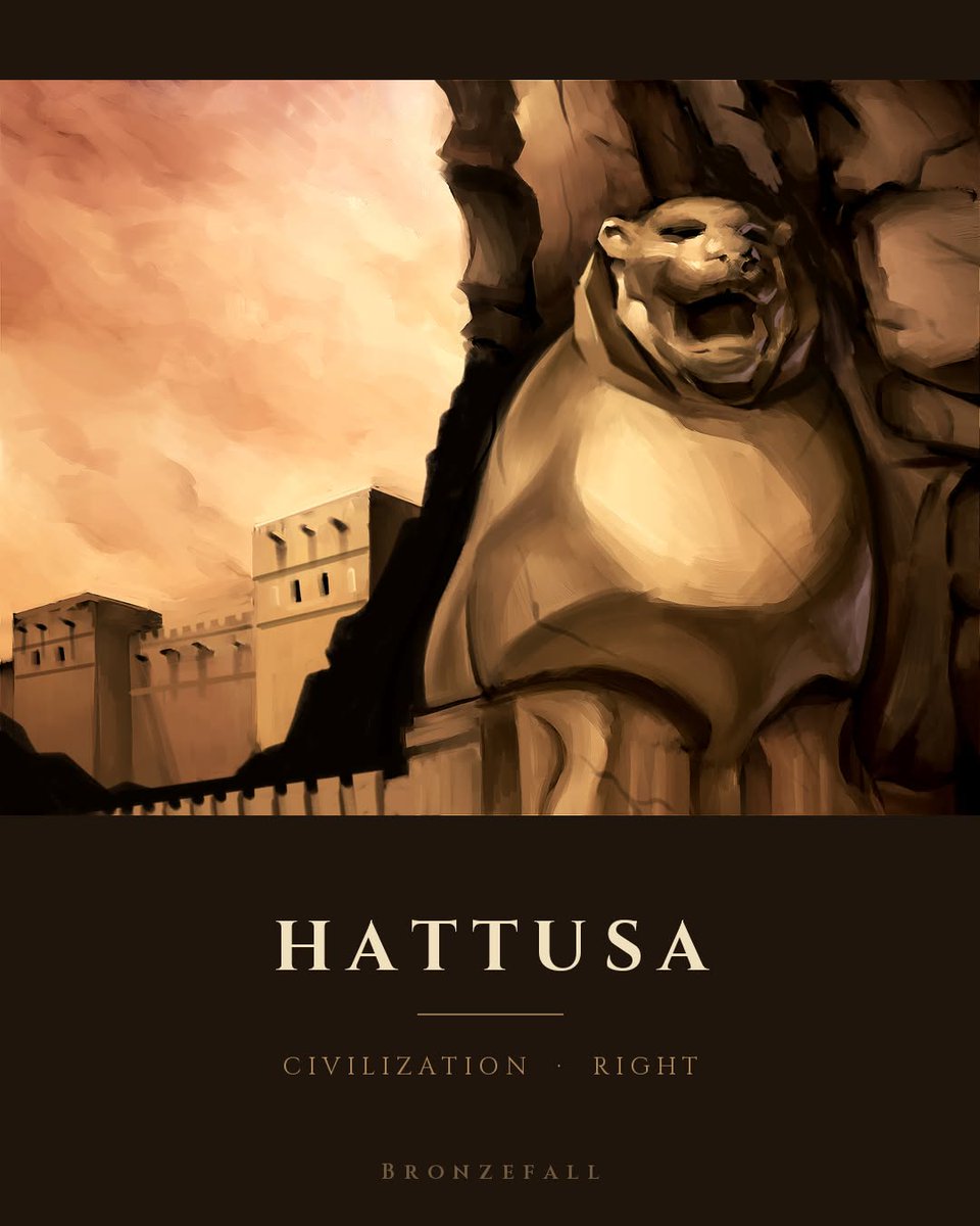 playbronzefall's tweet photo. "Whoever settles Hattusa again, may the Stormgod of Heaven smite him." - Anitta of Kussara, c. 1700 BCE

Sign up at https://t.co/knTKyjg6vg to know when our Kickstarter goes live!

#boardgames #cardgames #gameart https://t.co/RSvuCMELCq