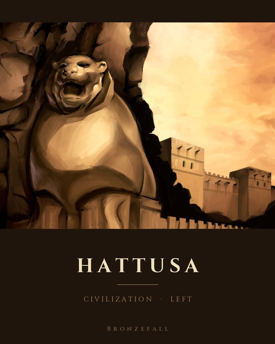 playbronzefall's tweet photo. "Whoever settles Hattusa again, may the Stormgod of Heaven smite him." - Anitta of Kussara, c. 1700 BCE

Sign up at https://t.co/knTKyjg6vg to know when our Kickstarter goes live!

#boardgames #cardgames #gameart https://t.co/RSvuCMELCq