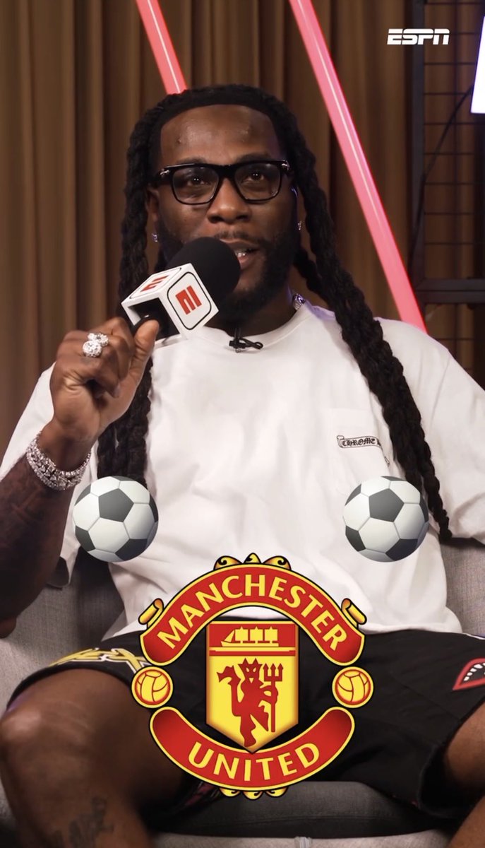 MUFCScoop's tweet photo. Burna Boy:

Best football club? “Manchester United”

Best Manchester United player: “Kobbie Mainoo”

[espn]

#MUFC https://t.co/fmzb49BdEC