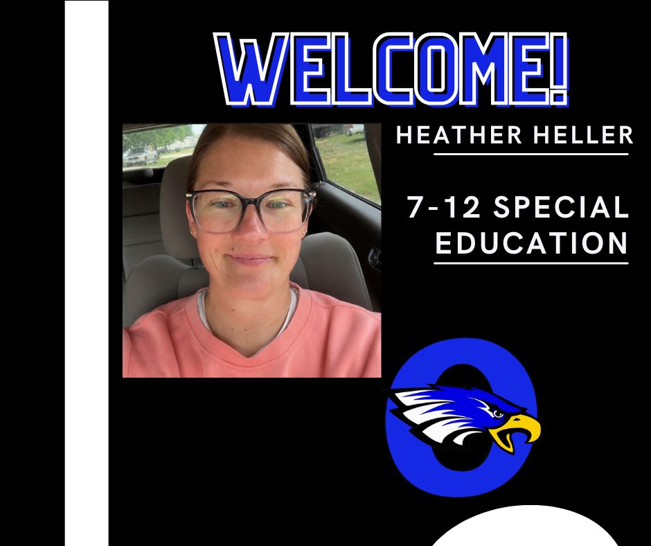 ONeillEagles's tweet photo. OHS would like to welcome Mrs. Heather Heller as a teacher this year. Mrs. Heller was a para last year at the high school. Mrs. Heller will teach 7-12 special education this year. https://t.co/wwgTyQQ6iS
