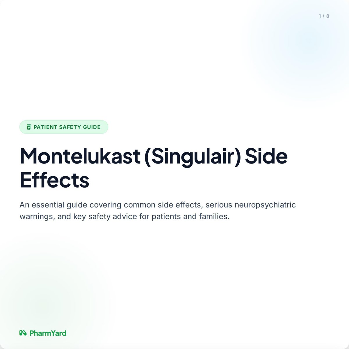 YardPharm's tweet photo. Patients safety guide✅️ The last image❗️

While Montelukast helps keep your airways clear and breathing smooth, it's essential to stay vigilant for unexpected changes in mood, vivid dreams, or other side effects. https://t.co/og9oB9278X