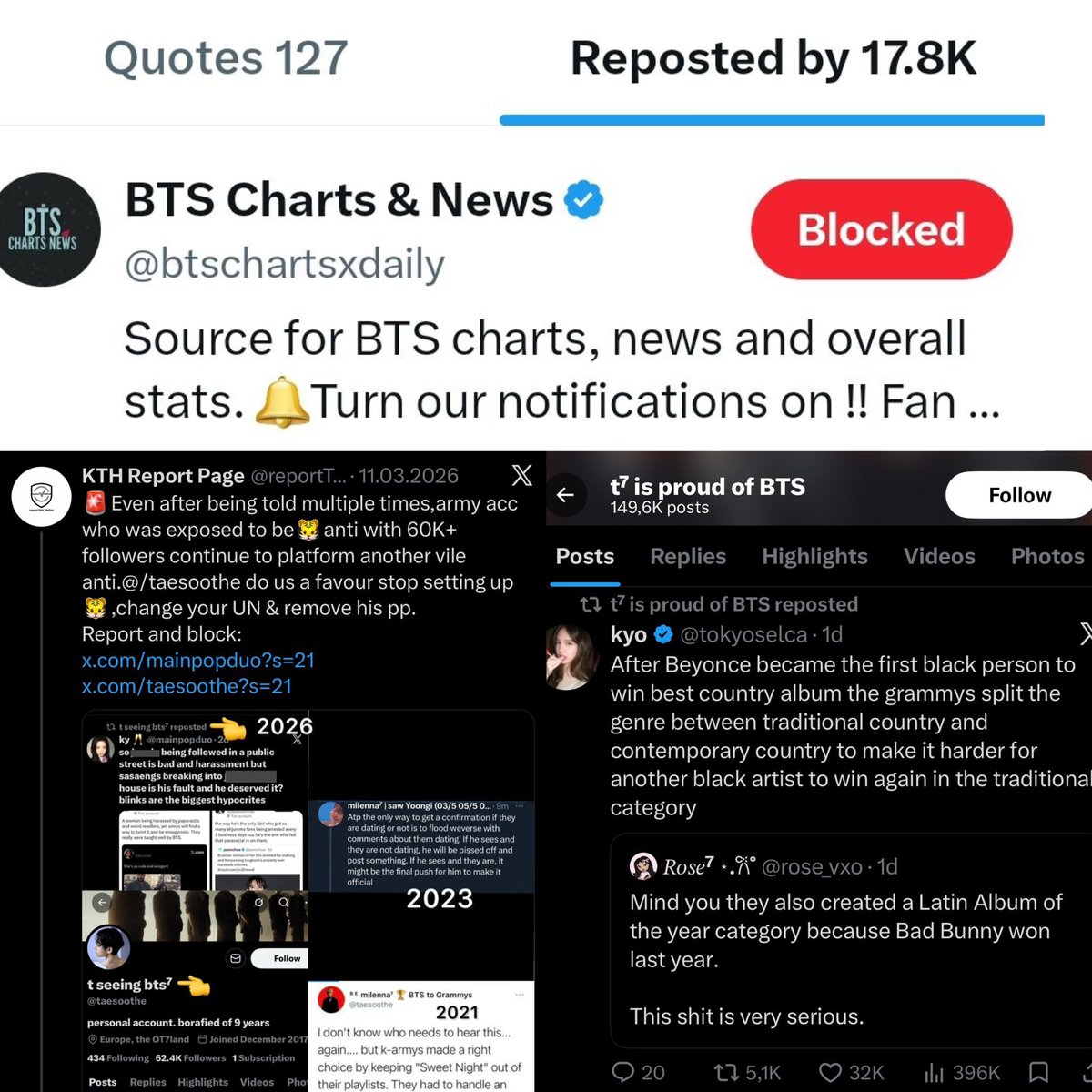 yearnerjkv's tweet photo. @taehyvngpics All the possible big accs are in her reposts DAILY
@btschartsxdaily (bigass acc)
@taesoothe was called out multiple times
@ughmane blocking everyone who’s not a jikooker &amp;pjm but rting vile tae antis
@rize07addict
@btslink77
@koonimies
@eternalhyyh
@unotaehyung
And so much more⤵️ https://t.co/cILAE0JUVa