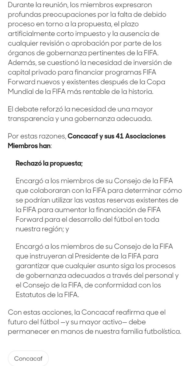 dainzu10's tweet photo. Señoras y señores, aquí el pronunciamiento de CONCACAF ante  el controvertido proyecto de la FIFA.

CONCACAF se aferra.

👀👇🏾 https://t.co/uWYgkyobZQ