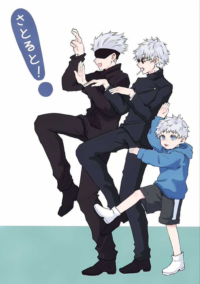 Dahaka_x's tweet photo. The world definitely wasn't ready for one Satoru Gojo, let alone three of them 💀🔥

#JJK https://t.co/3cfi23vpib
