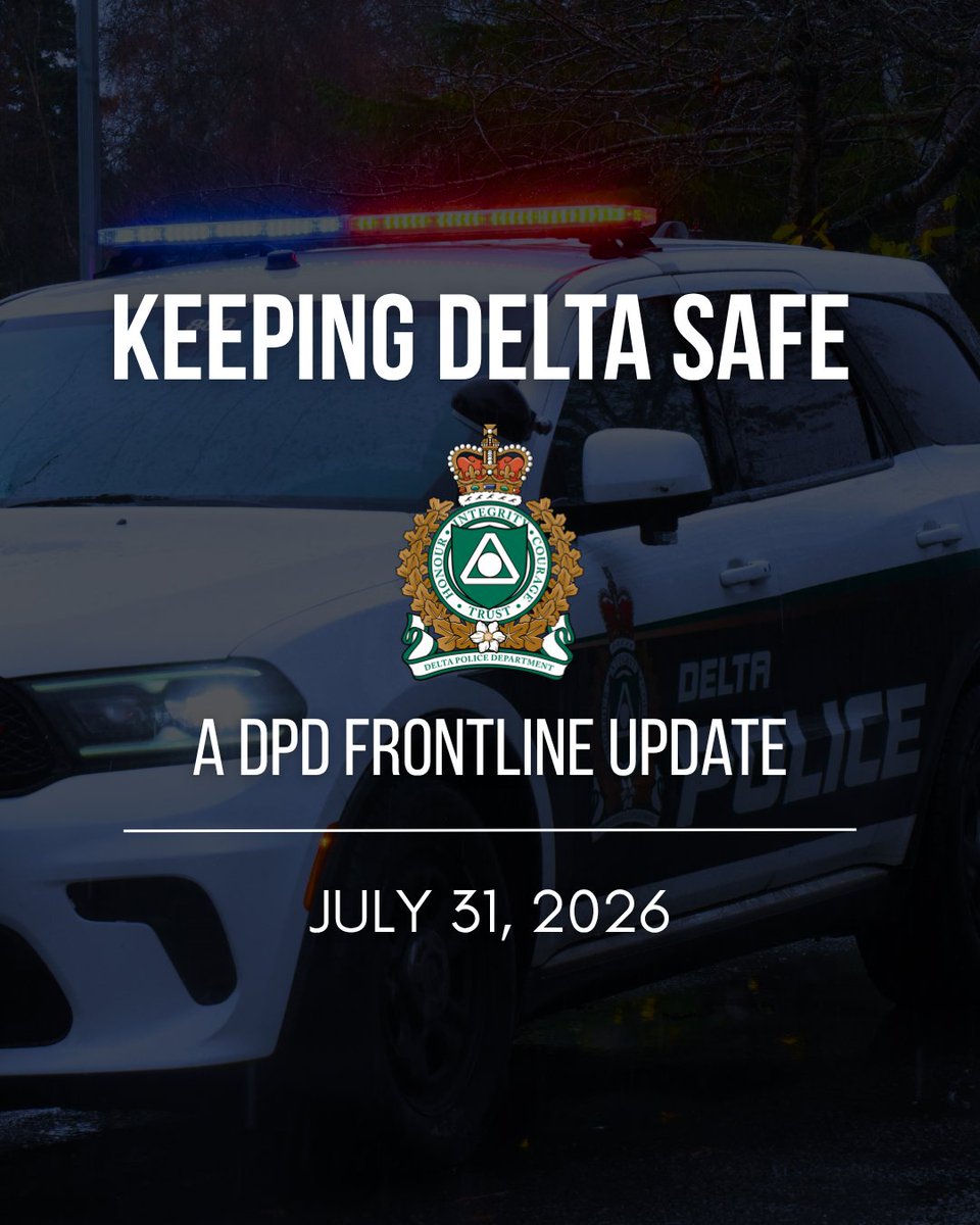 deltapolice's tweet photo. Keeping Delta Safe Community Update – July 31, 2026⁠

Every day, your Delta Police work proactively to prevent crime, disrupt criminal activity, and improve safety throughout our community. Recent examples include:

Scott Road Boost & Bust
Our Patrol Support Team (PST) worked alongside Surrey Police Service (SPS) and local retailers on another “Boost & Bust” retail theft enforcement initiative along the Scott Road Corridor. The operation focused on preventing retail crime, supporting businesses, recovering stolen property, and holding repeat offenders accountable. The initiative resulted in 11 arrests and the recovery of nearly $4,000 in stolen merchandise. Partnerships between police and local businesses are key in reducing the impact of organized retail crime in our community.

Catalytic Converter Theft Investigation | File 26-13285
While conducting covert surveillance as part of a catalytic converter theft investigation, B Platoon (Patrol) members observed two suspects using a drone to survey a commercial property. Following a traffic stop, officers arrested both occupants after locating brass knuckles in plain view and search incidental to arrest located several stolen catalytic converters. The investigation remains ongoing. The DPD remains committed to identifying criminal activity before harm is caused to local businesses and properties.

Project E-Ghostrider
Members continued targeted education and enforcement focused on illegal e-bikes, electric motorcycles, and electric kick scooters. Over two and a half days, officers connected with more than 50 individuals and utilized a combination of covert vehicles and high-visibility patrols. The initiative resulted in 35 warning violation tickets, 8 verbal warnings, and 2 tickets for multiple offences, including one totaling more than $1,000 in fines. Education and enforcement efforts will continue as our officers work to improve safety for all road users.

Whether it's working with partner agencies, combating property crime, or promoting safer road use, we are dedicated to protecting our community and #KeepingDeltaSafe.

#DeltaPolice #DeltaBC