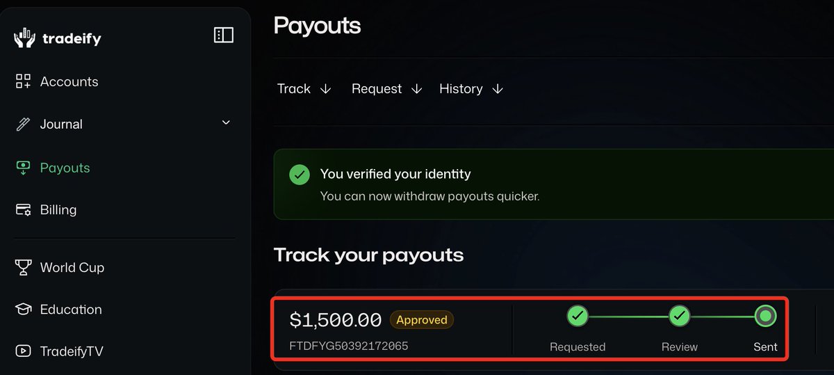 zerodayjay's tweet photo. Tradeify payout cherry officially popped!! #daytrading #futurestrading #propfirms $NQ $ES $GC $YM $CL #tradingcommunity #tradeify #brettsimba https://t.co/x8pWK1Sl8W