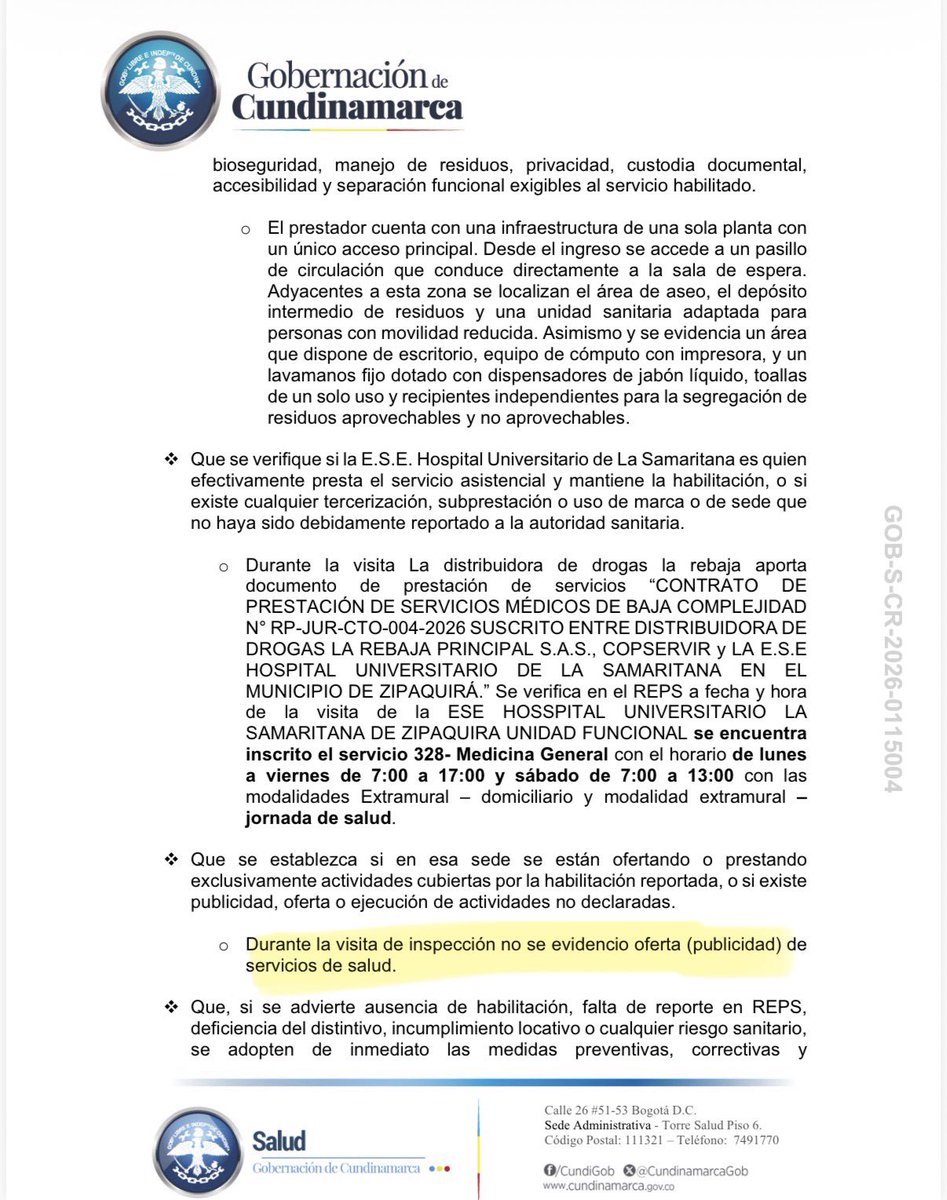 juanmartinbc's tweet photo. 🚨 Hace meses Petro celebró en Zipaquirá el primer “puesto de salud” dentro de Drogas La Rebaja. La Secretaría de Salud de Cundinamarca confirmó que La Rebaja no estaba inscrita como prestador en el REPS, no tenía código ni distintivo de habilitación; La Samaritana solo figuraba con modalidades extramurales. 

¿Y la Supersalud? En este caso no sirvió para nada, como el día de la visita “no encontró publicidad”, no tomó ninguna medida y cerró el asunto con una respuesta de trámite lavándose las manos para proteger el capricho de Petro. 

La Rebaja es una empresa en crisis, con más de 5.500 empleos a punto de perderse, que necesita soluciones financieras serias y no este modelo improvisado.
