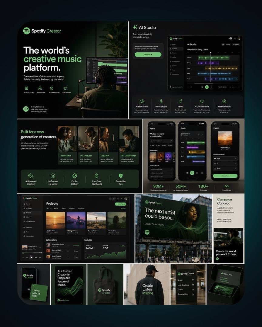 PaulMeroyi's tweet photo. what if we could create and publish music with AI on @Spotify 🌚 https://t.co/I5D9E2k0Pe