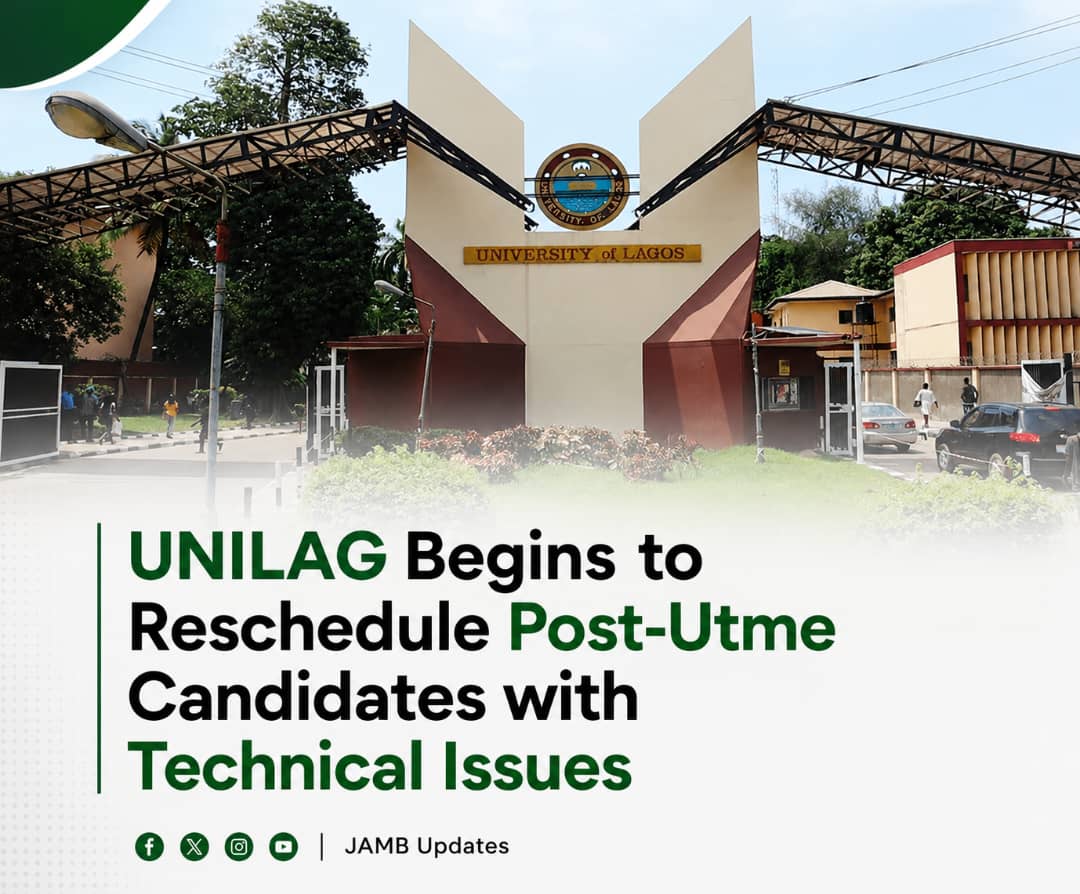 Jambguide's tweet photo. UNILAG has begun rescheduling 2026/2027 Post-UTME candidates affected by technical issues. Check your new exam date regularly on the portal. Need a reliable CBT centre? Send us a DM today.
JAMB GUIDE | ๐ 09158702567
#UNILAG #PostUTME #JAMB2026 #Admission #Nigeria #CBT #JAMB https://t.co/XdD238BoAa