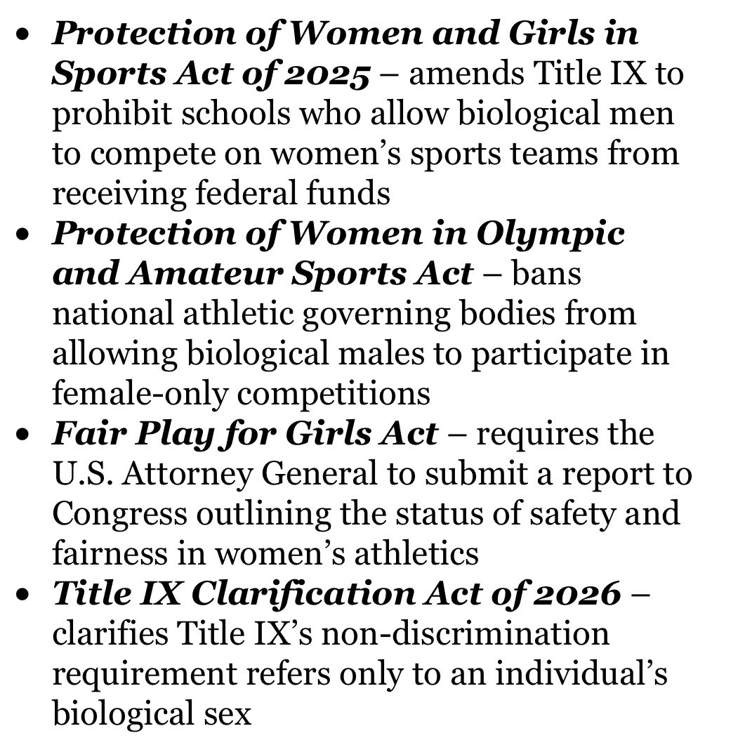 DarlineGrahamSC's tweet photo. Our daughters will be the ones who benefit from those willing to stand up for common sense. As the mother of a volleyball player who traveled with my daughter and her team throughout South Carolina and the southeast, I know how dangerous it is to have boys playing in girls’ sports. I also know how hard these young women practice to improve their game.

I am glad to add my name to these important bills. I will not sit back and allow biological men to participate in women’s sports. Too many female athletes have been subjected to unsafe conditions and lost out on their right to fair play.

Here’s an overview of the bills I’m backing to protect women’s and girls’ sports: