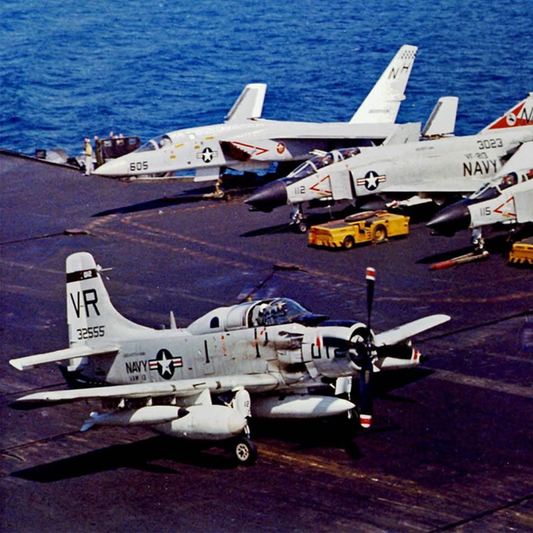 RealAirPower1's tweet photo. By the mid-1960s, the U.S. Navy's EA-1F Skyraider was an old warhorse, a piston-powered aircraft in the jet age. It wasn't fast or glamorous, but it carried the Navy's primary electronic warfare mission during the first half of the Vietnam War. It was during those days that EA-1F pilots received very unusual and disturbing instructions... 1/2