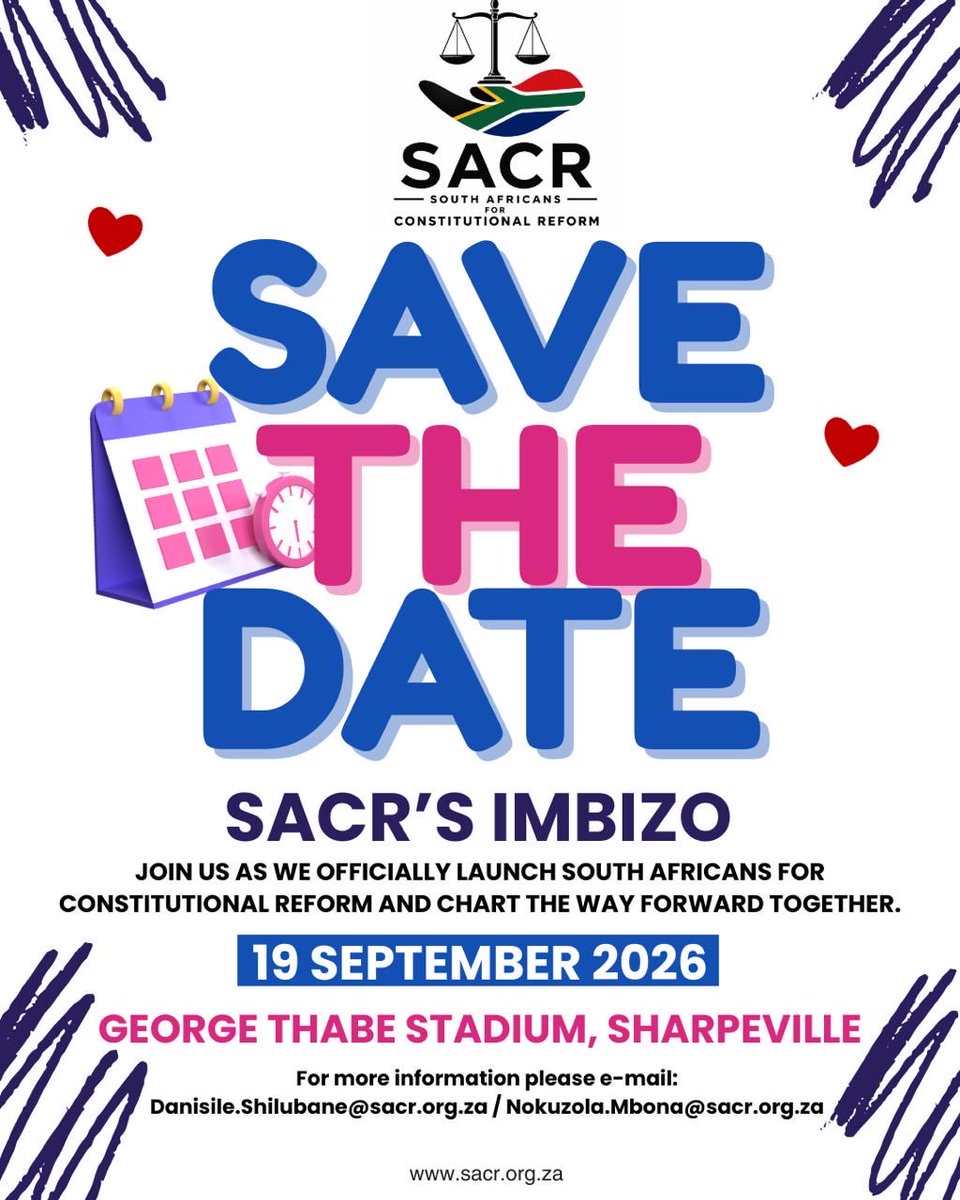 sacr_official1's tweet photo. Come join us in making history #SAVETHEDATE #SACR @Princymthombeni https://t.co/kWSMfnvwKM