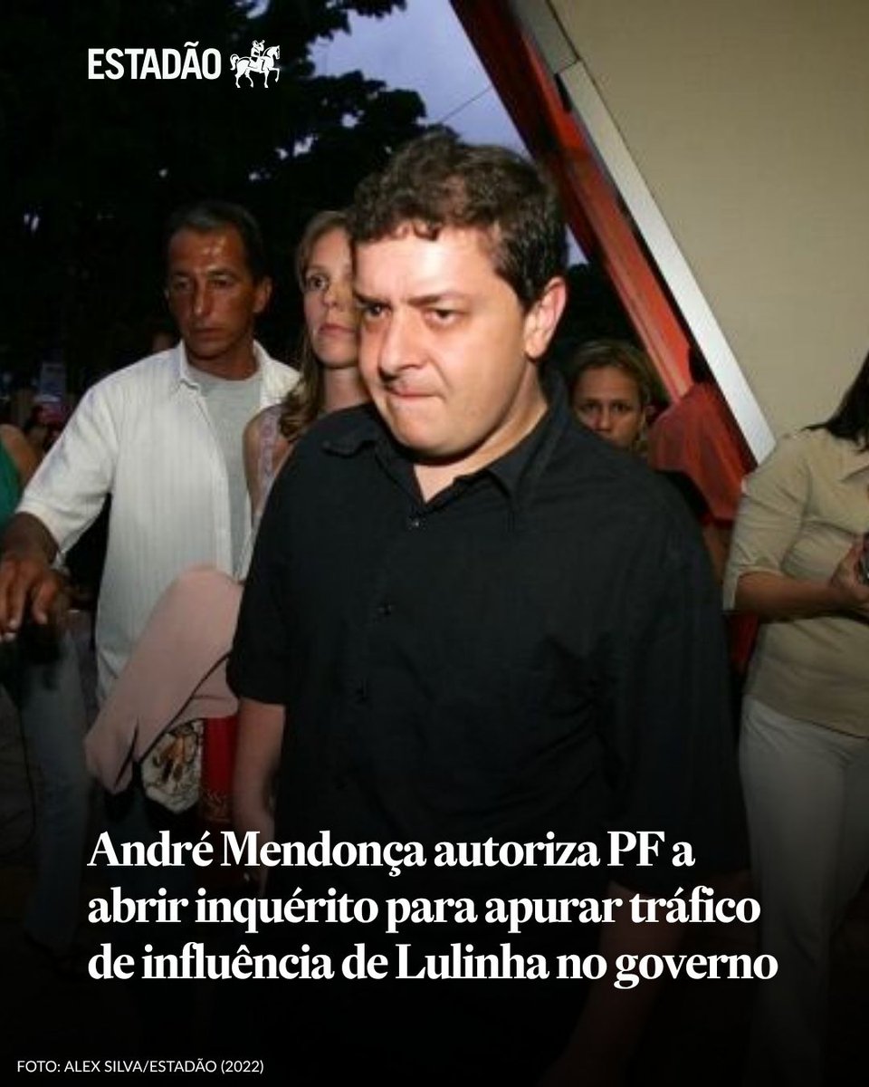 Estadao's tweet photo. André Mendonça autoriza PF a abrir inquérito para apurar tráfico de influência de Lulinha no governo > https://t.co/b9EtNx2de0

PF apontou suspeitas envolvendo Ministério da Saúde e Palácio do Planalto; defesa do filho do presidente ainda não se manifestou https://t.co/jG4MKaniz2