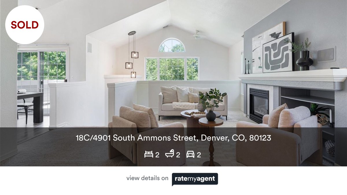 RobertBatura's tweet photo. 🛌 2 🛀 2 🚘 2
📍 18C/4901 South Ammons Street, Denver, CO, 80123

My latest sale on #RateMyAgent.
Associate Broker 053009
https://t.co/0vIbuUwdcu

...
#ratemyagent #realestate https://t.co/vc27Rwuo6i