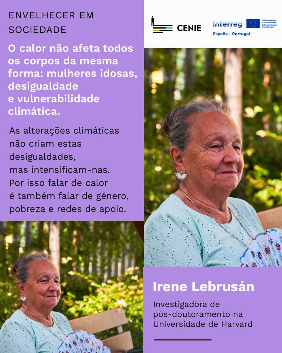 cenie_pt's tweet photo. As ondas de calor não são apenas um fenómeno meteorológico: são também um risco social que não afeta todos da mesma forma. O corpo importa, mas também a habitação, os rendimentos e as redes de apoio de cada pessoa.

As mulheres mais velhas mostram-no com clareza. Não por serem mais velhas, mas porque na velhice se acumulam desigualdades de toda uma vida: pensões baixas, habitações mal isoladas, medo de ligar o ar condicionado pelo seu custo e, muitas vezes, solidão ou cuidado de outros.

As alterações climáticas não criam estas desigualdades, mas intensificam-nas. Por isso falar de calor é também falar de género, pobreza e redes de apoio.

https://t.co/2u1Z9ICpw2

#CENIE #sociedadeslongevas #longevidade #alteraçõesclimáticas