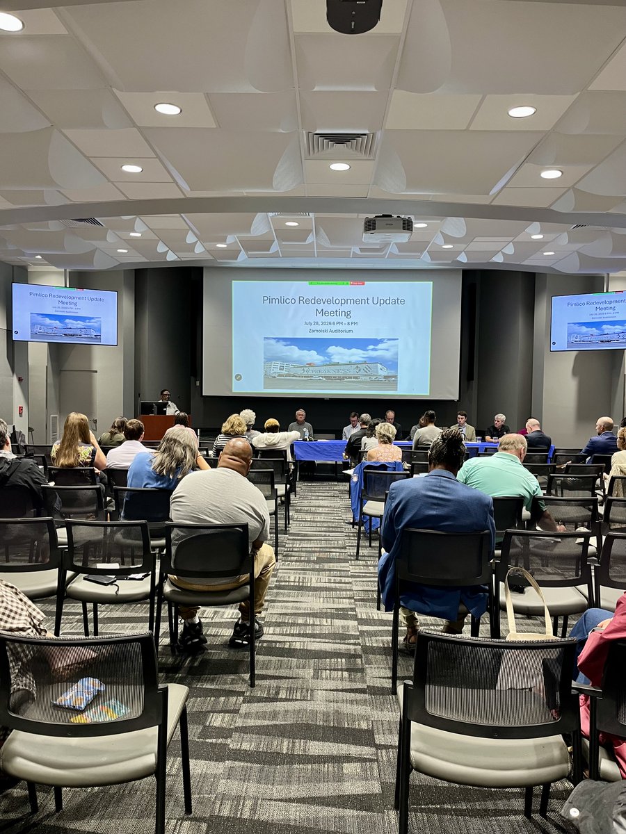 MDStadiumAuth's tweet photo. On July 28th, despite the inclement weather, the Maryland Stadium Authority together with our project partners & stakeholders hosted an in-person & virtual Pimlico Race Course Redevelopment Public Meeting. Learn more & sign-up for the project updates: https://t.co/PiSPexAIXR https://t.co/uRv0dcXE52