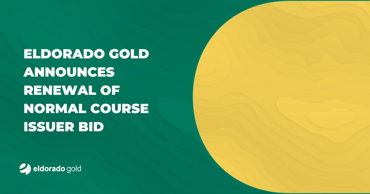 Eldorado_Gold's tweet photo. Eldorado Gold Announces Renewal of Normal Course Issuer Bid

Read more in our news release: https://t.co/OrF6yxmsmx

#EldoradoGold #BreakingNewGround #Mining #GoldMining #CopperMining https://t.co/ShPC6G7YNA