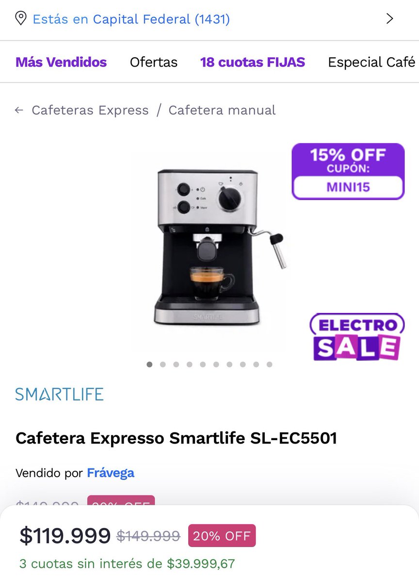 vmenditto's tweet photo. 🛋️ELECTRO SALE en FRÁVEGA 

📣Tenes hasta 40% y hasta 12 cuotas sin interés en seleccionados , con envío en 24hs o retiro sin costo en sucursal 🚚 

📱 Si buscas celulares tenes hasta 18 csi en muchos modelos hasta mañana 31/7 y podes aprovechar que ya cerraron las tarjetas para pagar la primera cuota en SEPTIEMBRE 

Acá podes chusmear todas las categorías y acordate que hay varios cupones que se acumulan con las ofertas del ELECTRO SALE 👍 

https://t.co/mNQZyaIC20