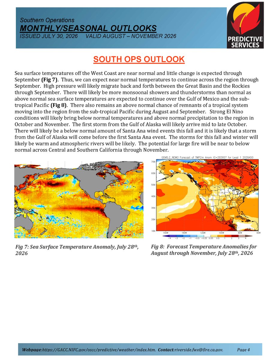 JhawkFire's tweet photo. 2/2 #Wildfire #SoOpsPredServices #Assessment_Outlook #August_November_2026 #FireWeather #FireFuels #FireBehavior https://t.co/S61aL2PW9b @NWSLosAngeles @NWSSanDiego @NWSSPC @NWS_IMET_OPS @imetrich https://t.co/GdAccaS5ro