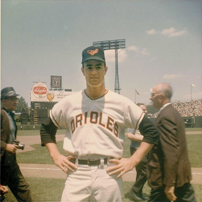 Jimfrombaseball's tweet photo. "My first roommate was Robin Roberts, who had 270-some wins, and I didn’t have any.
My first game, at Fenway, I came in with the bases loaded to face Tony Conigliaro, the first guy I ever faced in the big leagues.
Hank Bauer was the manager, and he said:
“Are you nervous?”
I said:
“Well, I’ve never done this before,” because I was a starting pitcher in A-ball the  year before.
I said:
“What do I do with this warm-up ball?”
I had  brought the warm-up ball in with me because I was so nervous.
But I struck out Conigliaro, and 3,948 innings later I had never given up a grand slam.
That could have happened with the first guy I ever faced.
I struck him out on three pitches.
He swung at two high fastballs and John Flaherty called him out on a knee-high fastball low and away.
Not that I meant to do that, it just went there."
Jim Palmer.