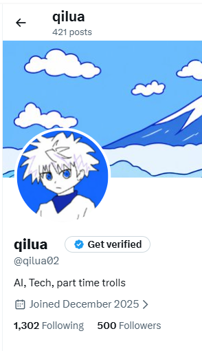 qilua02's tweet photo. I hit 500 followers today, July 31, 2026.

Next target: 5M impressions. https://t.co/buFv3QjEut