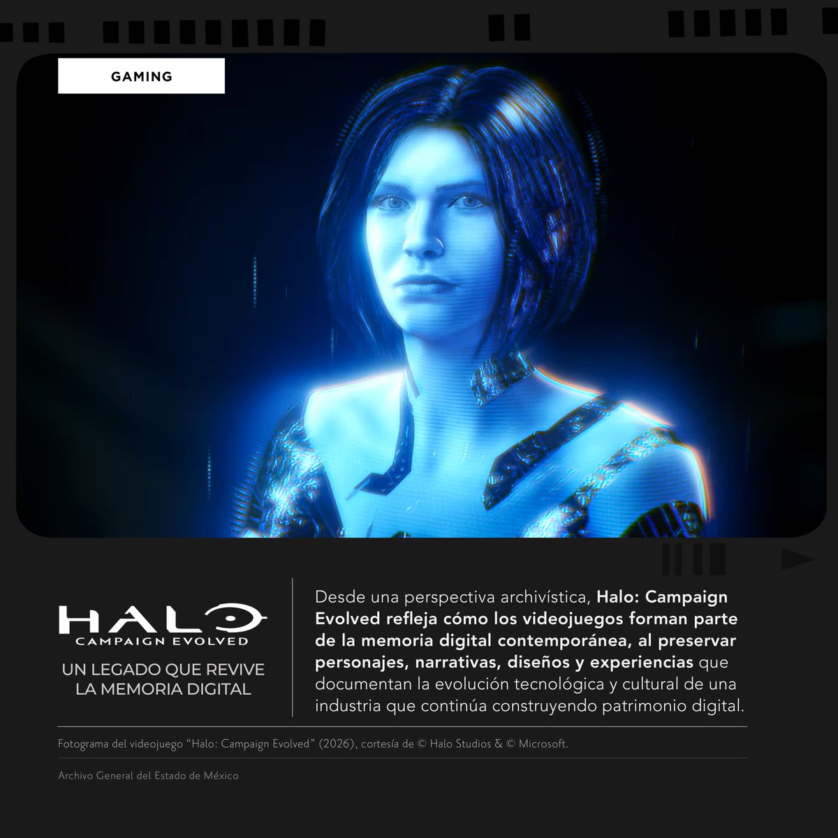 agem_mex's tweet photo. "El destino de la humanidad se escribe entre las estrellas" 
El @agem_mex reconoce a los #videojuegos como parte de la #MemoriaDigital. @Halo: Campaign Evolved revive un legado de #CienciaFicción con el #MasterChief y #Cortana, ahora en @XBOX, PC y @PlayStation.
#Gaming
#AGEMÉX https://t.co/Rxh2xikDzE