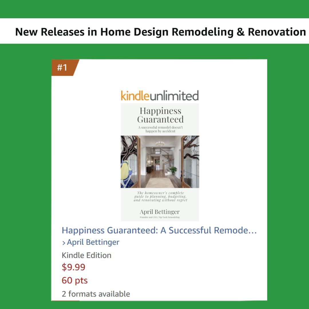 ntremodel's tweet photo. 🎉 Congratulations to our founder, April Bettinger!

Her book is now #1 on Amazon in Kitchen Renovations &amp; Bathroom Remodeling! A well-deserved recognition for years of helping homeowners remodel with confidence.

📖 https://t.co/OqghU9h8WW

#AmazonBestSeller #KitchenRemodel https://t.co/tjhgxt04ex