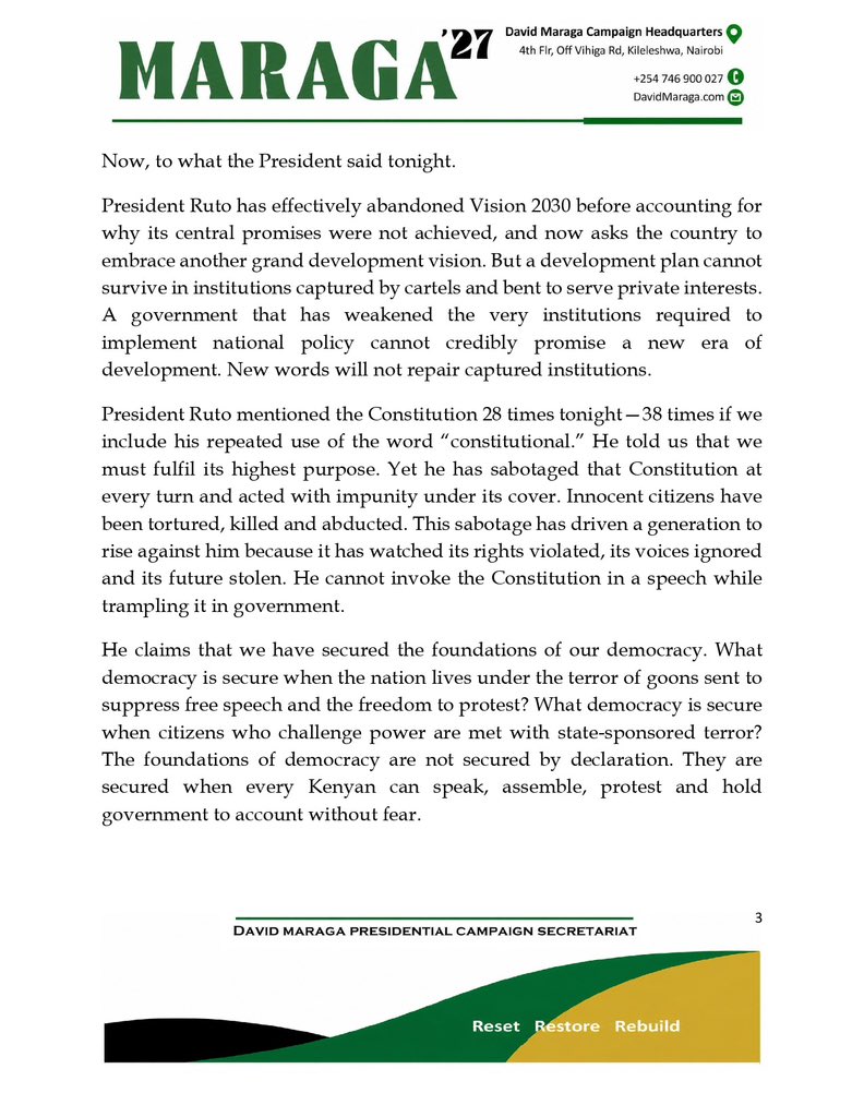 dkmaraga's tweet photo. A Rebuttal to President Ruto’s Address to the Nation #Ukombozi https://t.co/UGR5wXrDgk