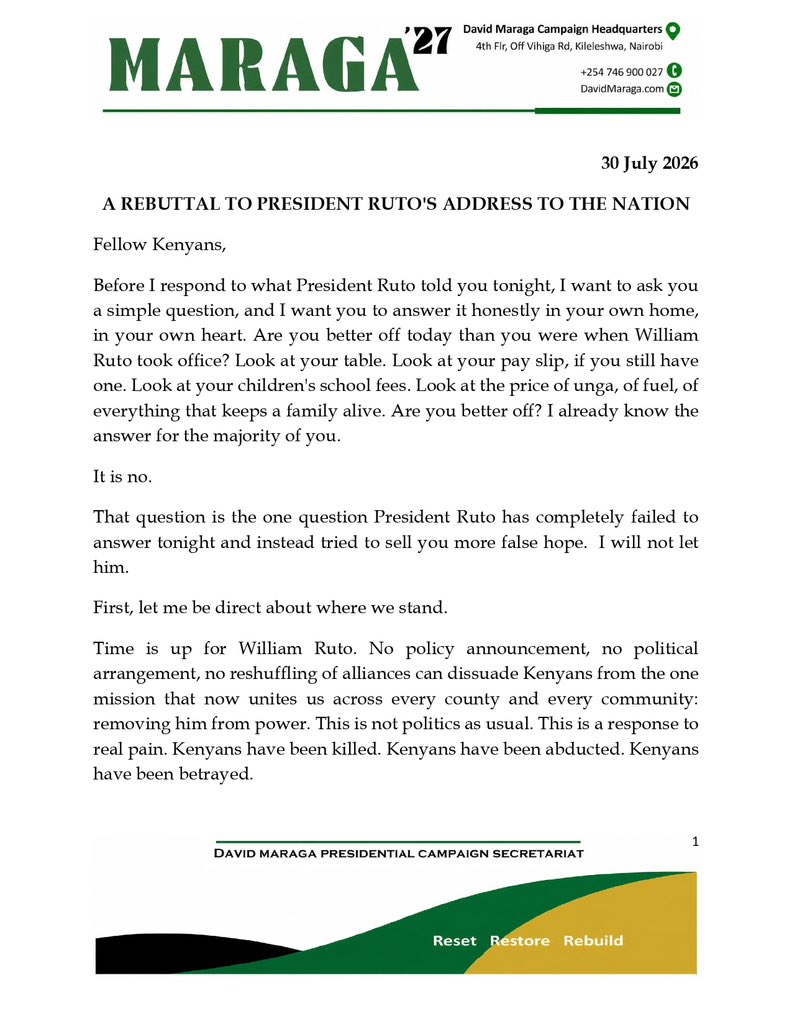 dkmaraga's tweet photo. A Rebuttal to President Ruto’s Address to the Nation #Ukombozi https://t.co/UGR5wXrDgk