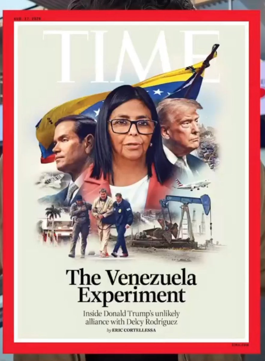 venezuelasos86's tweet photo. 🚨Que le llegue está portada a Nicolás Maduro @NicolasMaduro ,para que duerma felíz.

🔸The New York Times : deja en evidencia el nivel de sumisión de Delcy Rodríguez @delcyrodriguezvb,ante Washington  

🔸Delcy Rodríguez llega a la revista Time en una portada acompañada por Donald Trump y Marco Rubio | 

🔸En Venezuela, y al exterior, hay un debate en torno a una portada y entrevista de la presidenta encargada Delcy Rodríguez en la revista Time. 

🔸En la imagen aparece acompañada de Donald Trump y Marco Rubio, además se hace alusión a la captura de Nicolás Maduro, un tema que ha despertado diferentes reacciones.
 https://t.co/Xavbqj10RG