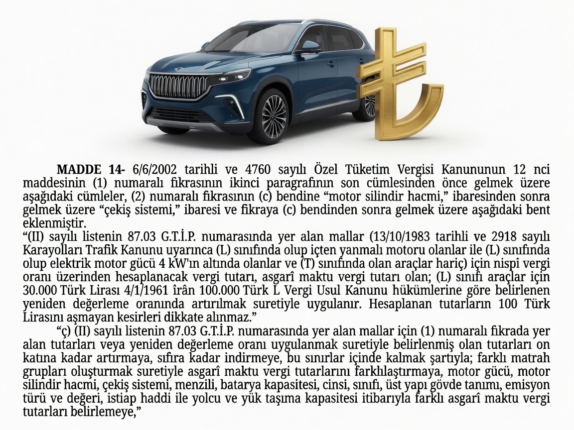 DoluBatarya's tweet photo. Resmi Gazete'de yayımlanan değişiklik ile otomobil ÖTV'sinde 'asgari maktu vergi' dönemi başlıyor.

📌Binek araçlarda en düşük ÖTV sınırı 100.000 ₺ oldu. Her yıl yeniden değerleme oranı üzerinden güncellenecek.

📌Otomobillerin motor gücüne ek olarak çekiş sistemi, batarya kapasitesi, batarya türü, menzili, emisyon değeri gibi özellikleri üzerinden birden fazla asgarî maktu ÖTV tutarı belirlenerek farklı vergi kademelerinin oluşturulması mümkün olacak.

📌Bazı otomobillerin özellik şartını yerine getirmesi halinde asgarî maktu ÖTV tutarı sıfırlanabilecek veya 10 katına kadar çıkarılabilecek.