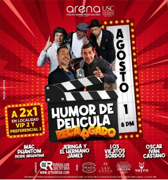 ZDINoticias's tweet photo. 🚨😂 ¡Faltan pocos días para Humor de Película y las entradas se están agotando!

Este 1 de agosto, la Arena USC se llenará de risas con Jeringa, Mac Phantom, Los Viejitos Sordos y Óscar Iván Castaño. 🎭🔥

🎟️ ¡No te quedes por fuera! Compra ya tus entradas en QR Boletos. https://t.co/ftwsDBYFU8