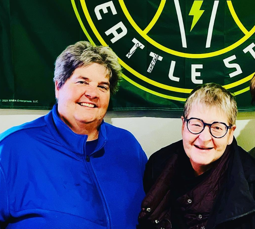 Notwokenow's tweet photo. These 2 teenage girls were at a WNBA game showing some love to hero Sophie Cunningham and some old, fat, bitter lesbian who happens to be team co-owner decides to berate them.

Why? Because they want women to compete against women and not mediocre male athletes.

And then she tells them that she hopes Jesus will forgive them for their sins. These 2 girls there to thank their hero for standing up for them. 

The LGBTQ+ community has been hijacked by morons and deviant ideologues. Normal gay people don't act like that.