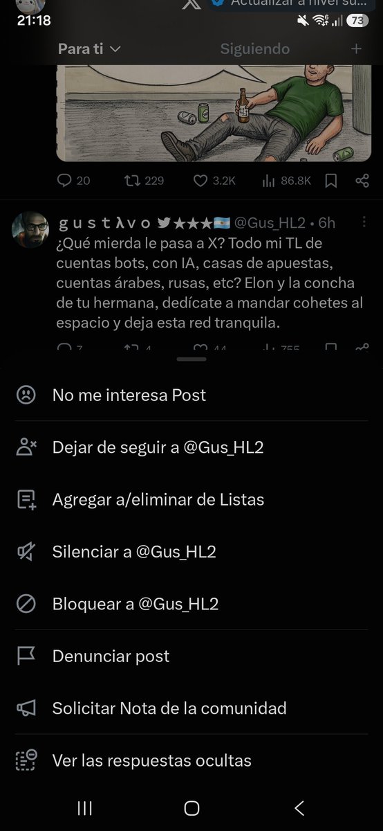 Pitzaco's tweet photo. @Gus_HL2 Con dsrle a "no me interesa Post" empezas a educar el algoritmo. Da terrible paja pero es la más efectiva https://t.co/THDkBxzO1P