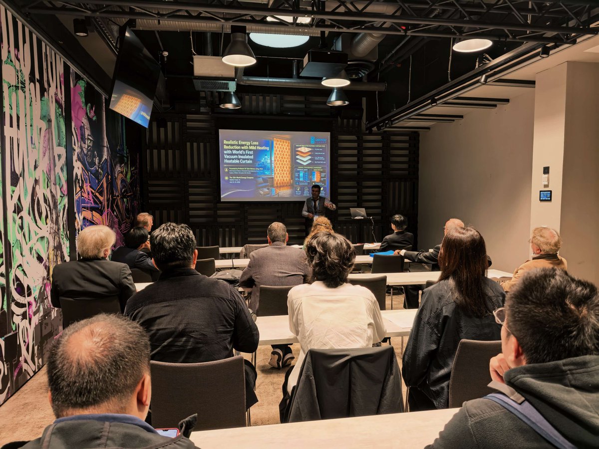 profsaimmemon's tweet photo. My #keynotespeech at 12th World Energy Congress WEC-2026 in #helsinki, #finland on World's First Vacuum Insulated Heatable Curtain (VIHC) launched at @sanyoulondon 
#European, #Finland, #Sweden, #Norway #EU 
 https://t.co/KBwOnkj4gO
#BITCongress #WEC2026 #Helsinki #HorizonEurope https://t.co/SZkxrBPtgH
