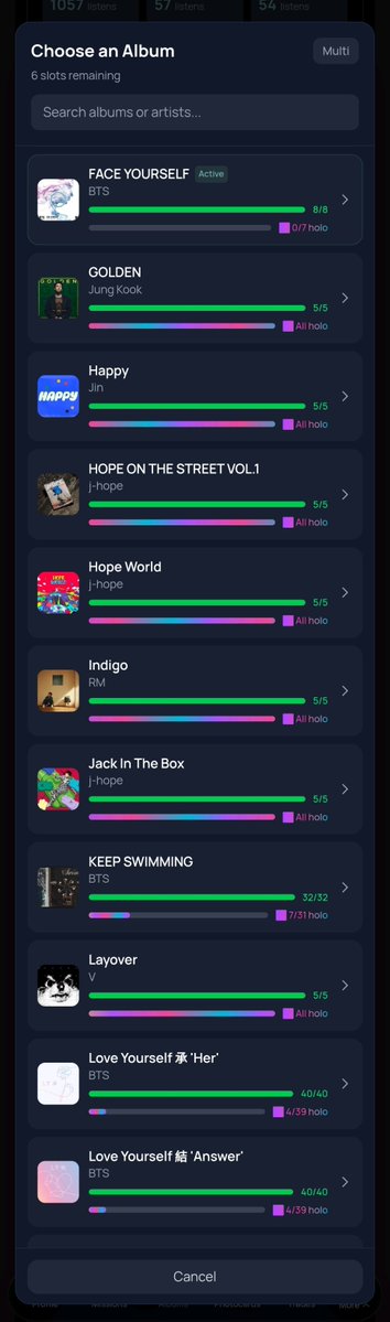 NaBi_1307's tweet photo. Slowly but surely I'll make all album collections holo. I just need more daily slots .. @b_cdapp 👀🙈 https://t.co/WX6Sl2bOdm