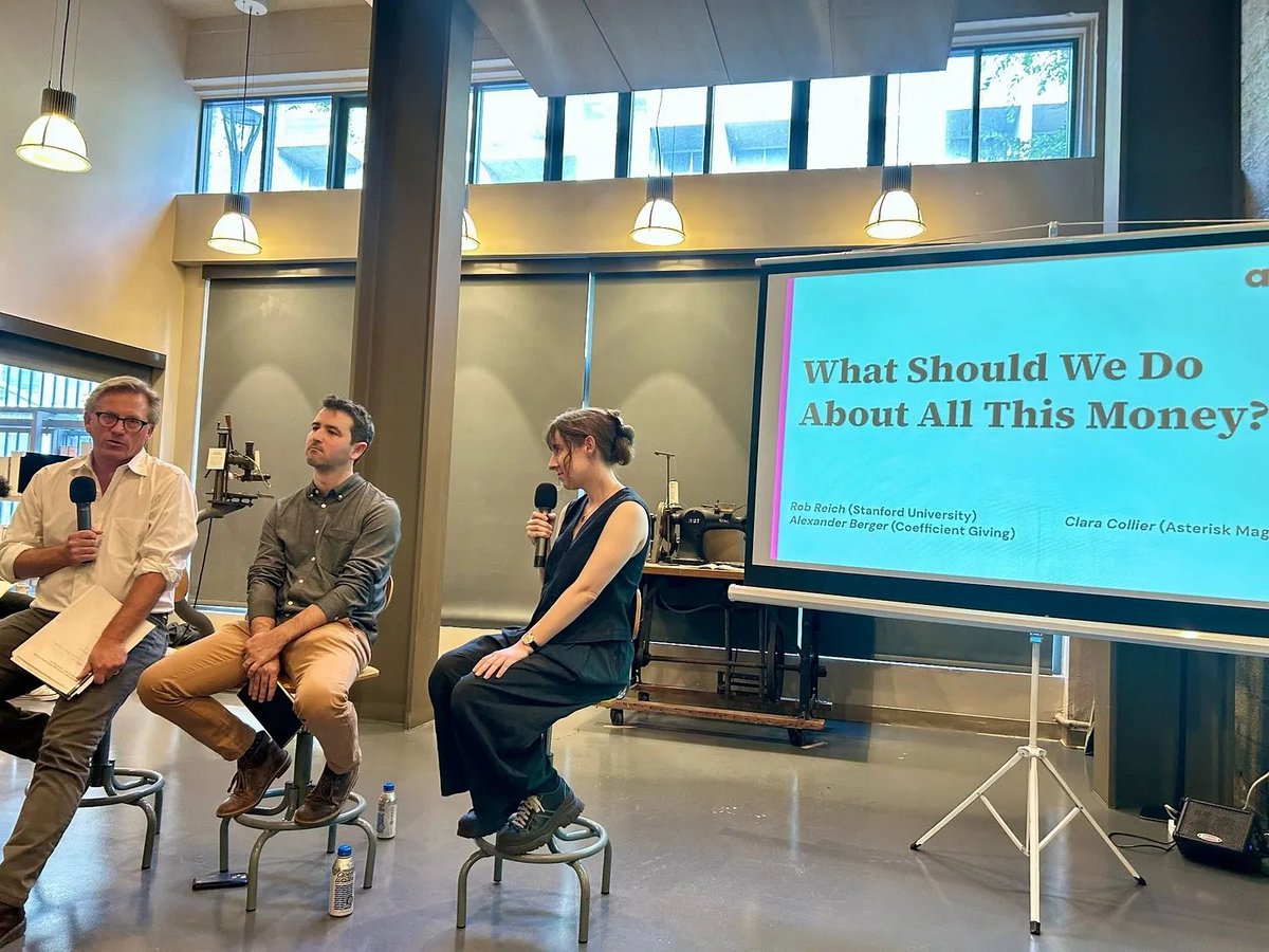 albrgr's tweet photo. Thanks to @asteriskmgzn for hosting and writing up this fun debate I had with my friend Rob Reich about philanthropy and democracy and the coming AI giving boom (though they did me dirty with the photo choice!): https://t.co/wn9tfhyMV1 https://t.co/X50N8A8JJc